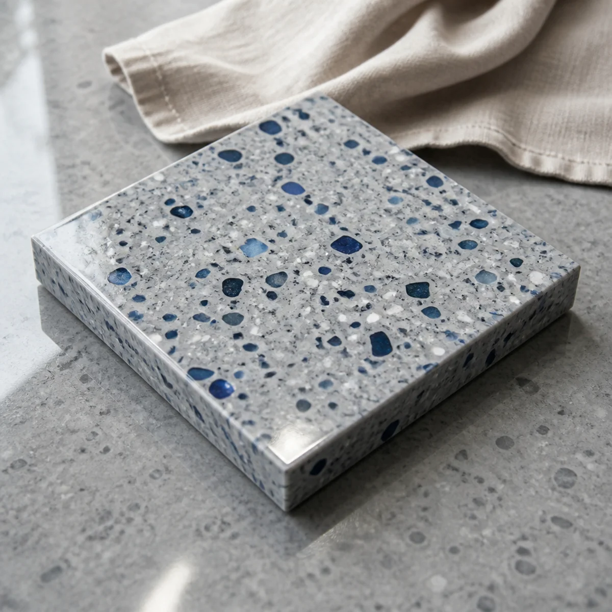 Reflective coated concrete floor in a retail showroom