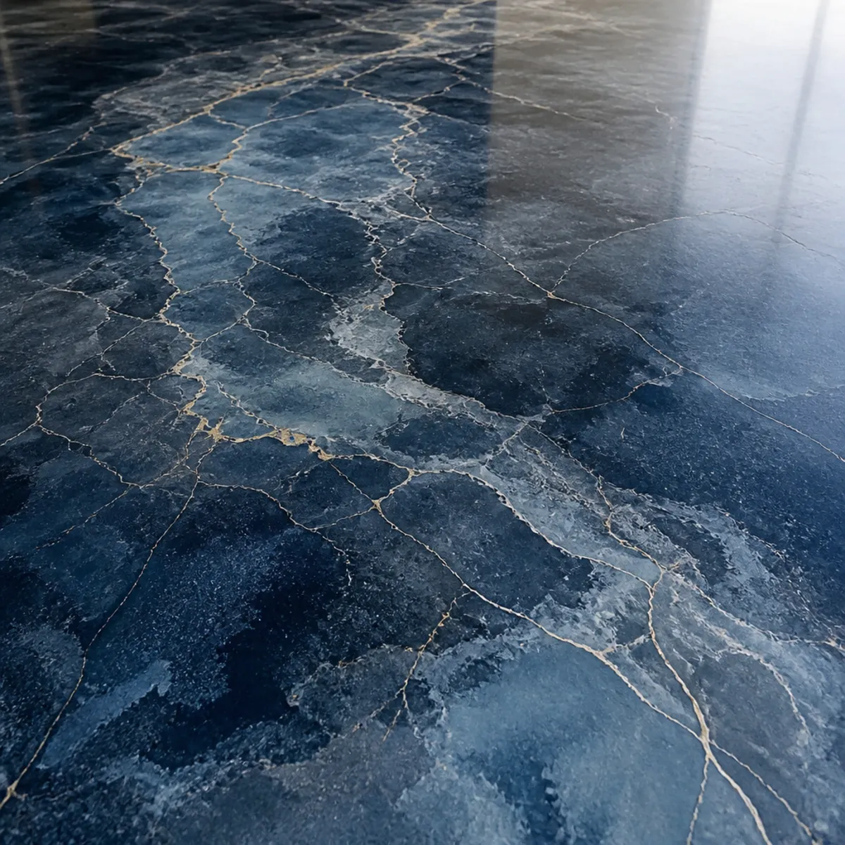 Close-up of a stone-look epoxy countertop finish