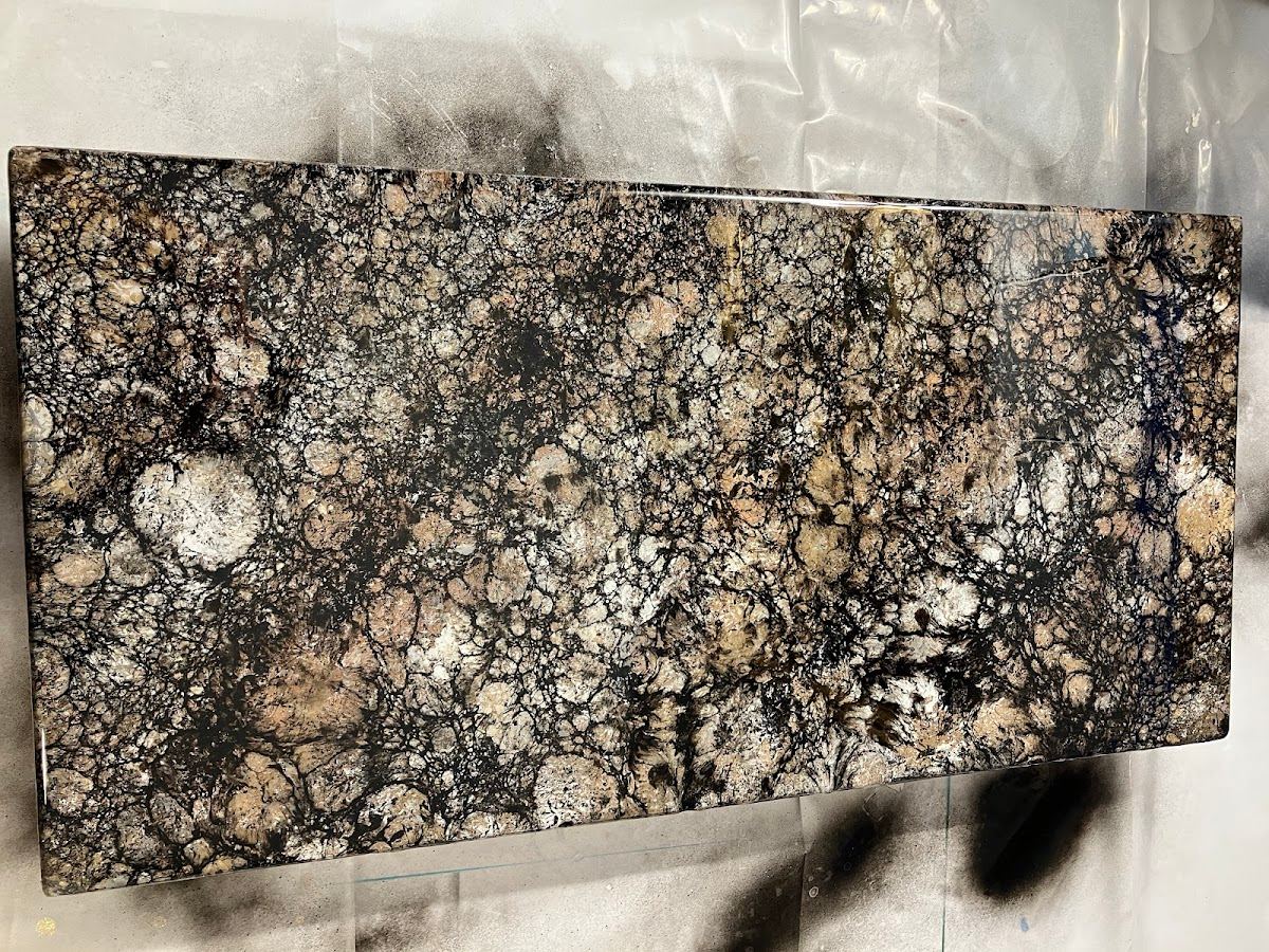 Macro texture of decorative flake epoxy flooring