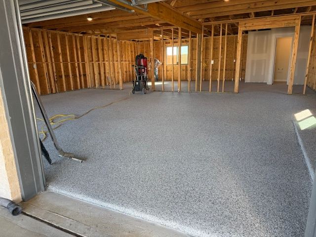 Decorative flake epoxy garage floor by South Coast Epoxy
