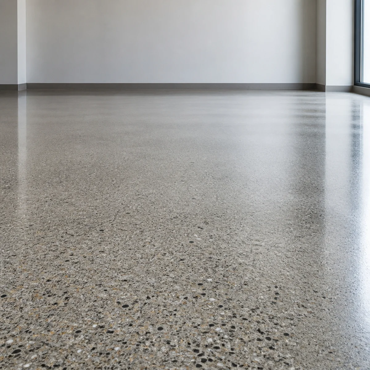 Polished concrete detail showing aggregate and sheen