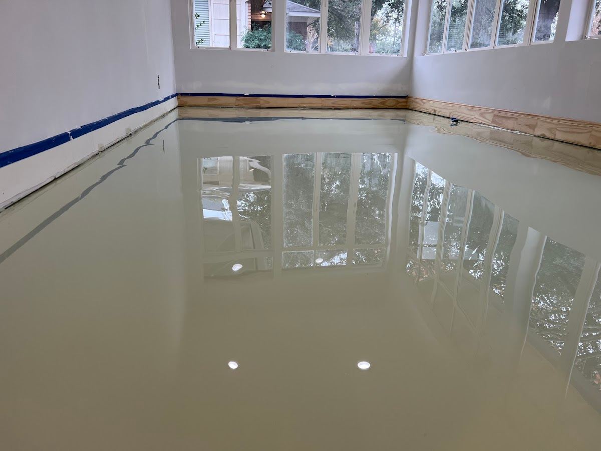 Low-maintenance polished concrete with a natural, high-end sheen.